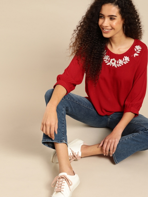 

DressBerry Women Red Solid Top
