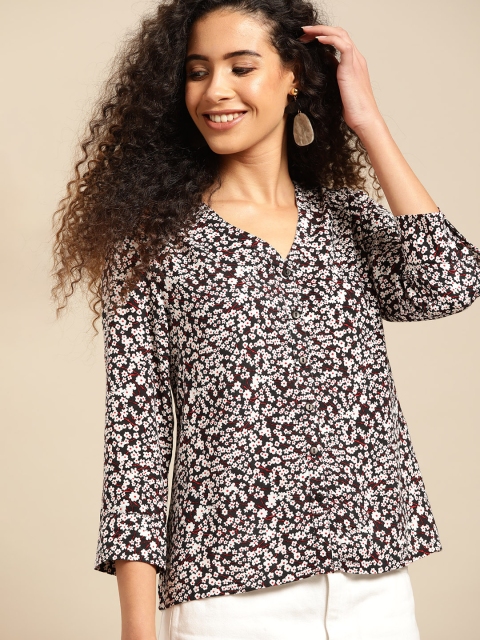 

DressBerry Women Black & White Printed Top