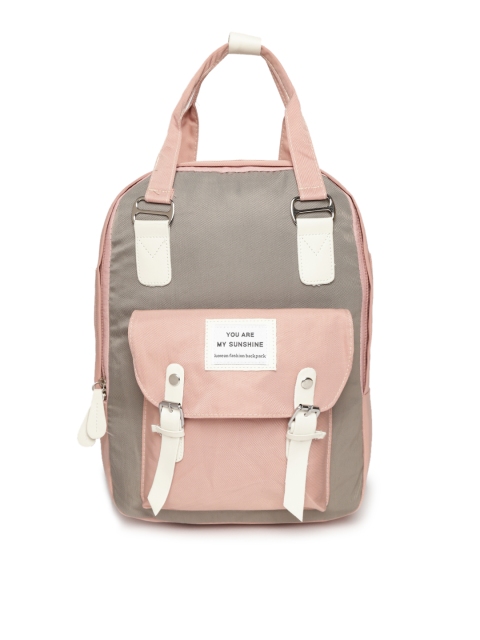 

Kids On Board Kids Grey & Peach-Coloured Colourblocked Laptop Backpack