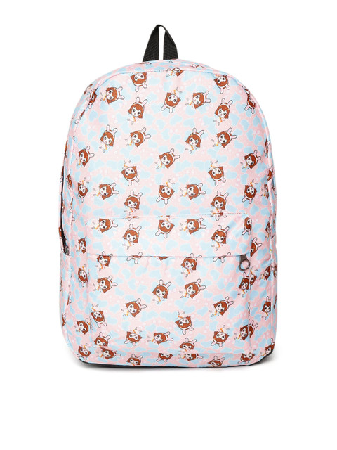

Kids On Board Girls Peach-Coloured & Blue Graphic Backpack
