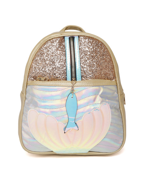 

Kids On Board Kids Gold-Toned & Silver-Toned Iridescent & Glitter Fish Applique Backpack