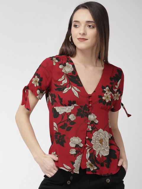 

Springfield Women Red Printed Shirt Style Top