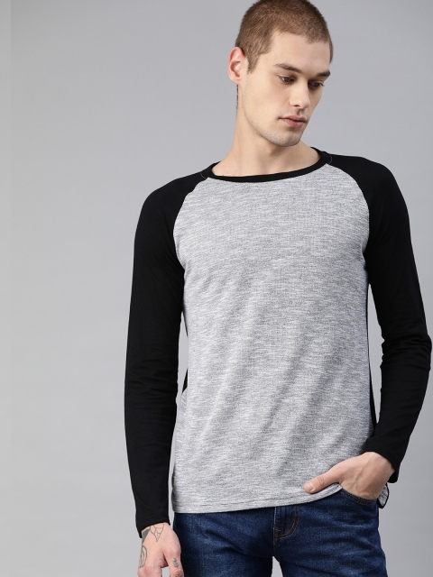 

American Crew Men Grey Melange Solid Round Neck T-shirt