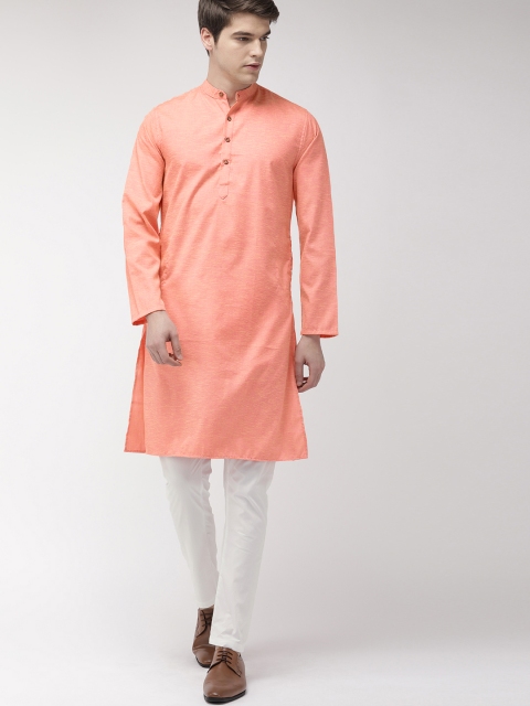 

The Indian Garage Co Men Pink & White Solid Kurta with Pyjamas