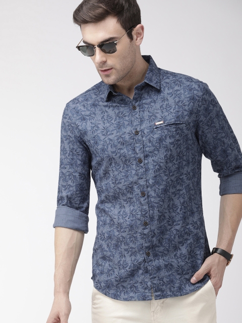 

The Indian Garage Co Men Blue Slim Fit Printed Casual Shirt