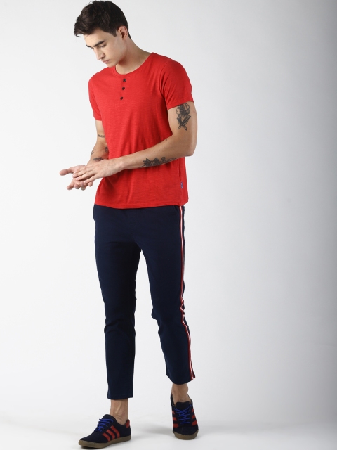 

Blue Saint Men Navy Blue Slim Fit Solid Regular Trousers