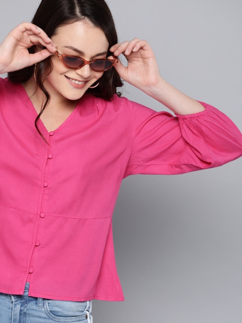 

Mast & Harbour Women Pink Solid Shirt Style Top