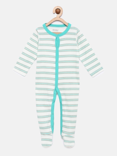 

Aomi Infants White & Blue Striped Sleepsuit