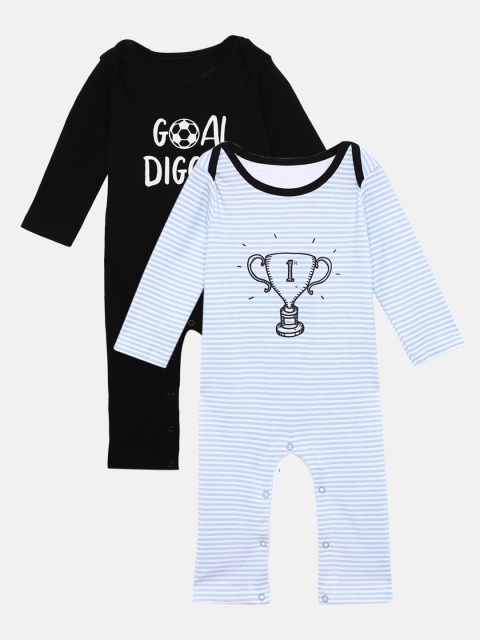 

Aomi Infants Pack Of 2 Printed Rompers, Black