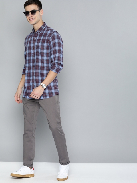 

Mast & Harbour Men Grey Regular Fit Solid Regular Trousers