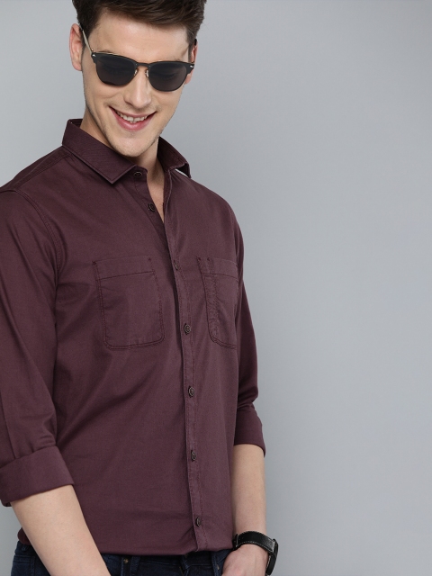 

Mast & Harbour Men Burgundy Regular Fit Solid Casual Shirt