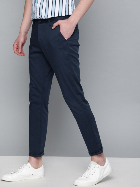 

Mast & Harbour Men Navy Blue Regular Fit Solid Regular Trousers