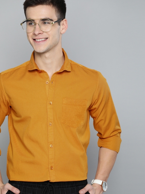 

Mast & Harbour Men Mustard Yellow Regular Fit Solid Casual Shirt