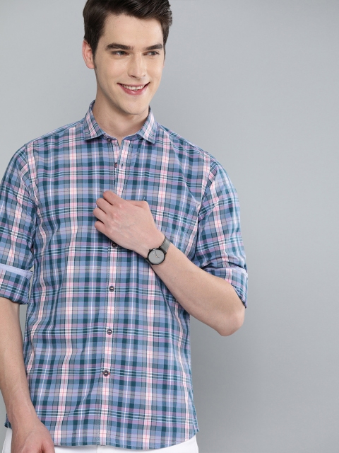 

Mast & Harbour Men Blue & Pink Regular Fit Checked Casual Shirt