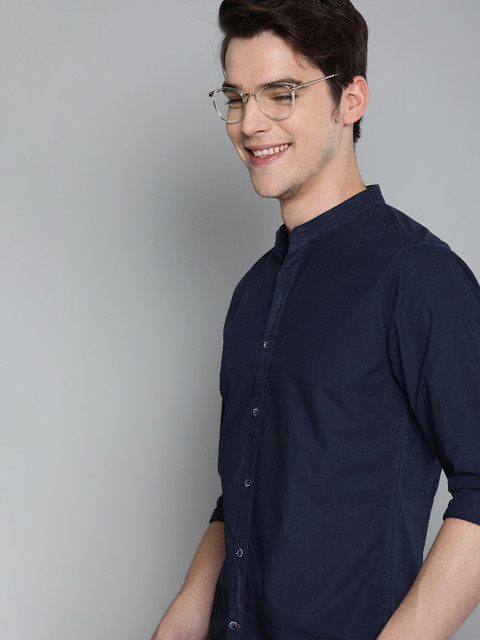 

Mast & Harbour Men Navy Blue Regular Fit Solid Casual Shirt
