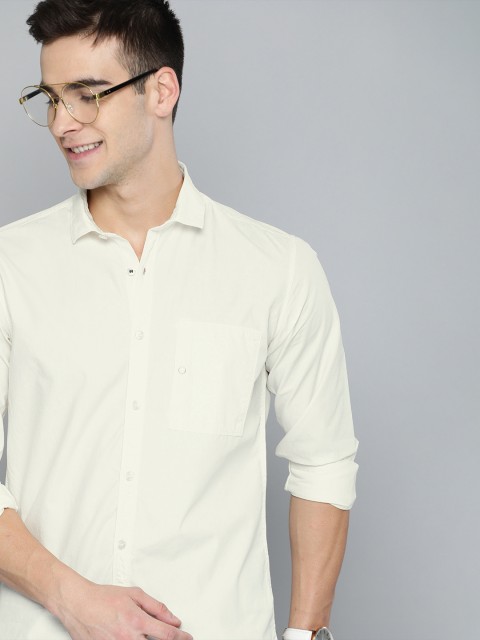 

Mast & Harbour Men Cream-Coloured Regular Fit Solid Casual Shirt