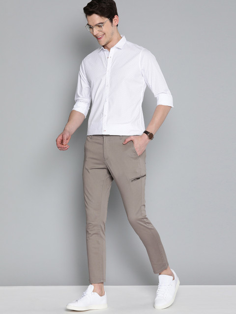 

Mast & Harbour Men Grey Regular Fit Solid Regular Trousers