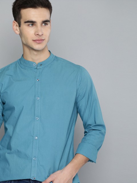 

Mast & Harbour Men Teal Blue Regular Fit Solid Casual Shirt