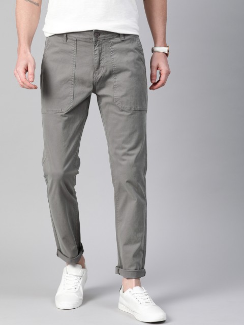 

Mast & Harbour Men Grey Regular Fit Solid Chinos