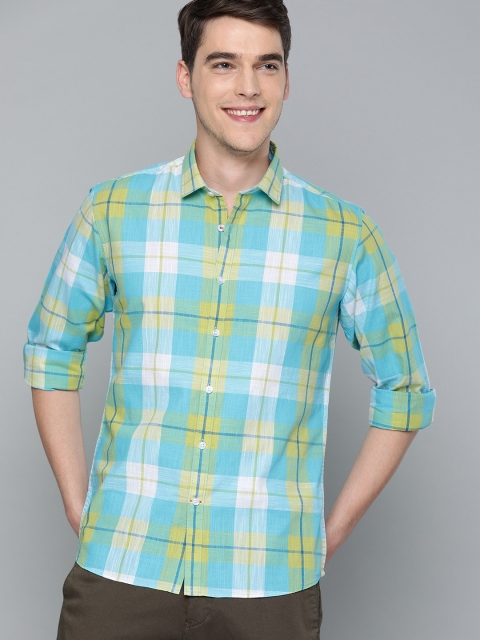 

Mast & Harbour Men Blue & Yellow Regular Fit Checked Casual Shirt