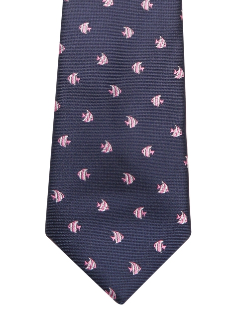 

Marks & Spencer Navy Blue & Pink Woven Design Broad Tie
