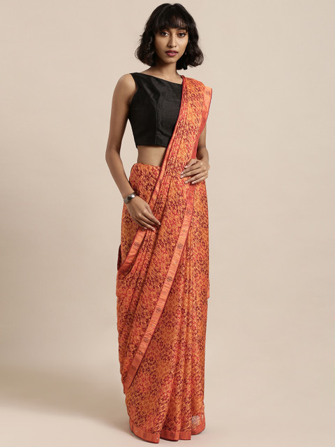 

Mitera Orange & Maroon Poly Chiffon Printed Saree