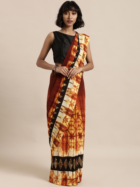 

Mitera Brown & Red Poly Georgette Printed Saree