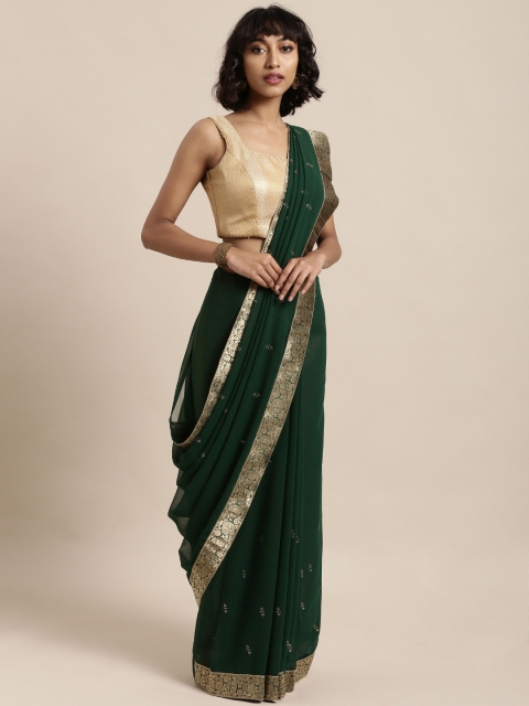 

Mitera Green Embellished Poly Georgette Saree