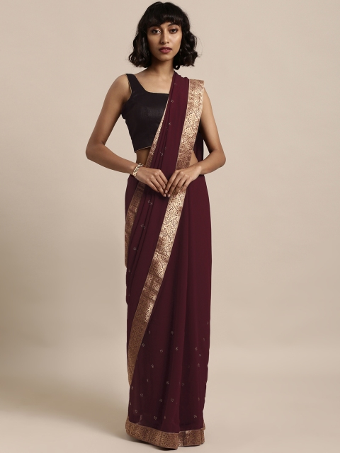 

Mitera Brown Embellished Poly Georgette Saree