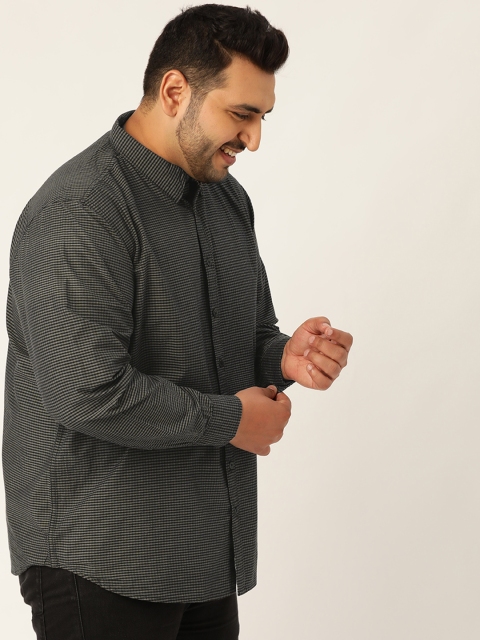 

Sztori Men Black & Grey Regular Fit Checked Plus Size Casual Shirt