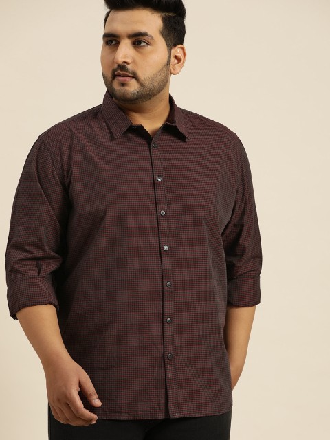 

Sztori Men Maroon & Black Regular Fit Checked Plus Size Casual Shirt