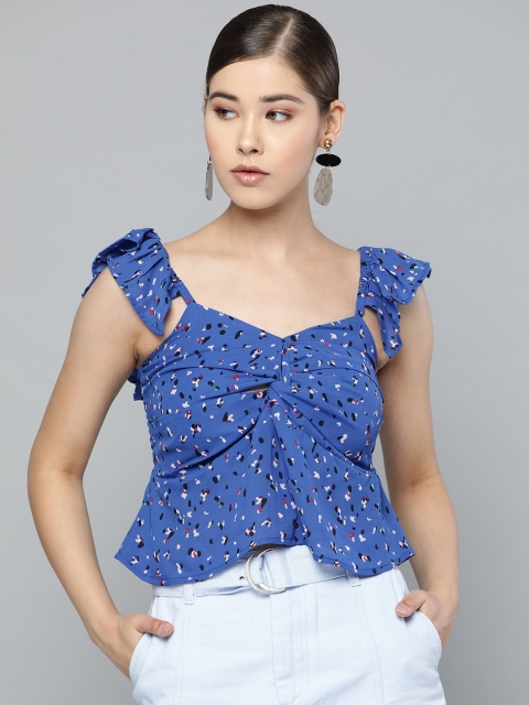

Trend Arrest Women Blue Printed Cropped Empire Top