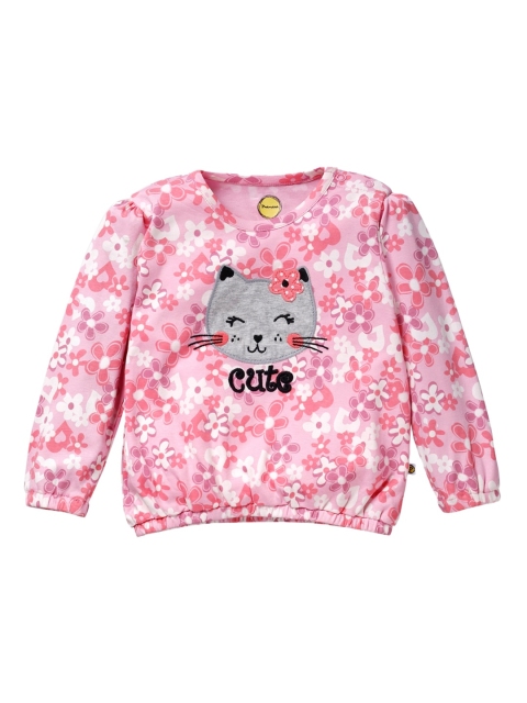 

Pranava Girls Pink & White Printed Organic Cotton Blouson Sustainable Top