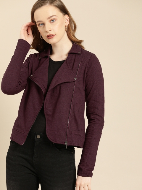 

Ms.Taken Women Burgundy Solid Tailored Jacket