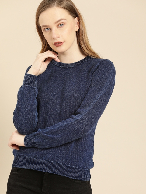 

Ms.Taken Women Navy Blue Solid Pullover Sweater