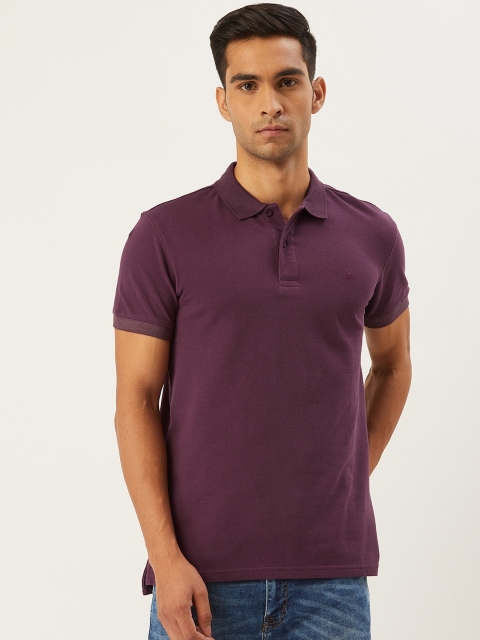 

United Colors of Benetton Men Burgundy Solid Polo Collar T-shirt
