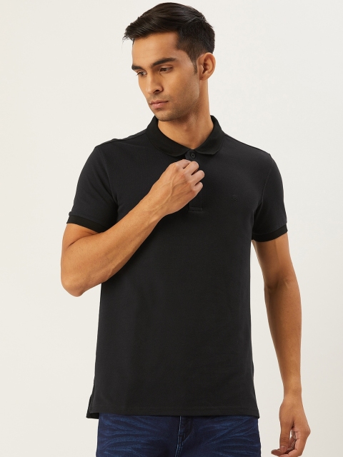 

United Colors of Benetton Men Black Solid Slim Fit Polo Collar T-shirt