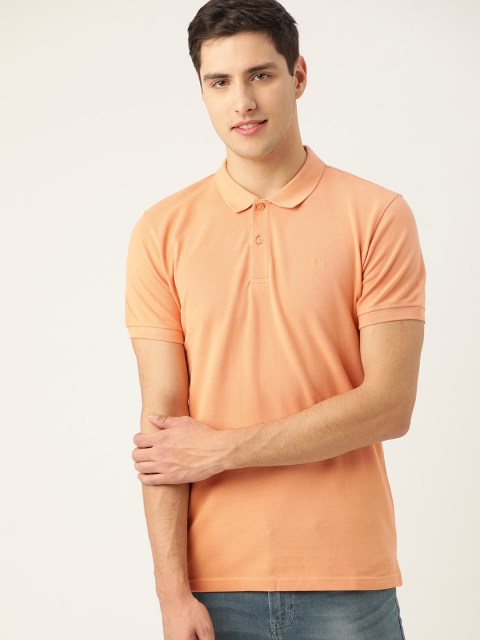 

United Colors of Benetton Men Orange Solid Polo Collar T-shirt