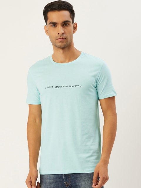 

United Colors of Benetton Men Blue Solid Slim Fit Round Neck T-shirt