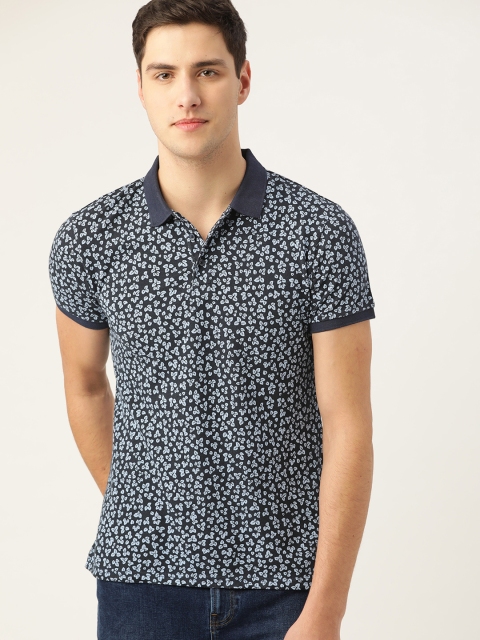 

United Colors of Benetton Men Blue Printed Polo Collar T-shirt
