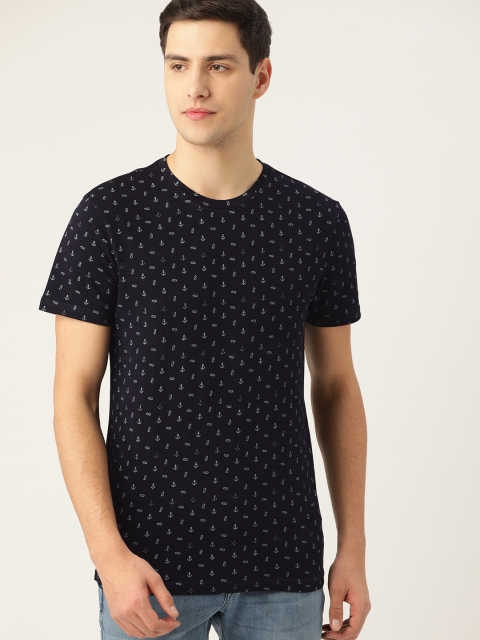 

United Colors of Benetton Men Navy Blue Printed Round Neck T-shirt