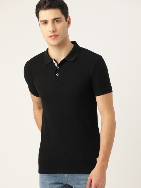 

United Colors of Benetton Men Black Solid Polo Collar T-shirt