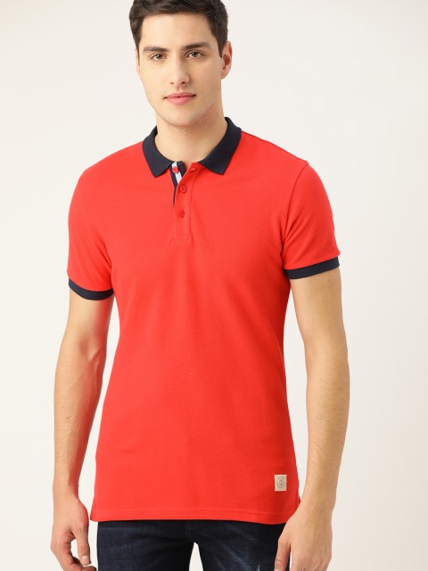 

United Colors of Benetton Men Red Solid Polo Collar T-shirt