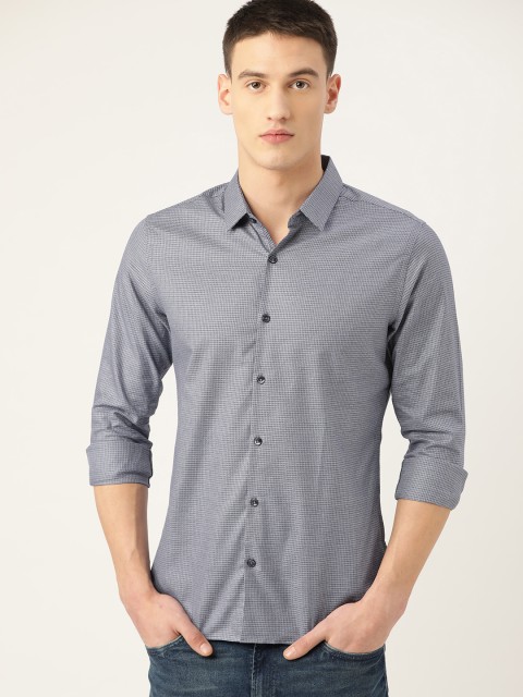 

United Colors of Benetton Men Blue Slim Fit Self-Design Casual Shirt