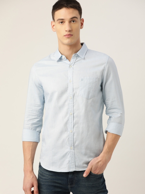 

United Colors of Benetton Men Blue Slim Fit Solid Casual Shirt
