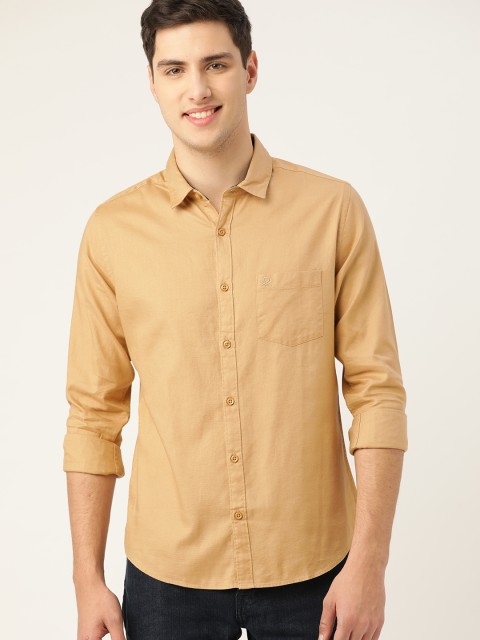 

United Colors of Benetton Men Beige Slim Fit Self Design Casual Shirt