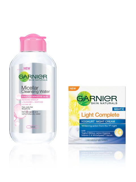 

Garnier Women Set of Micellar Cleansing Water & Light Complete Night Cream, White