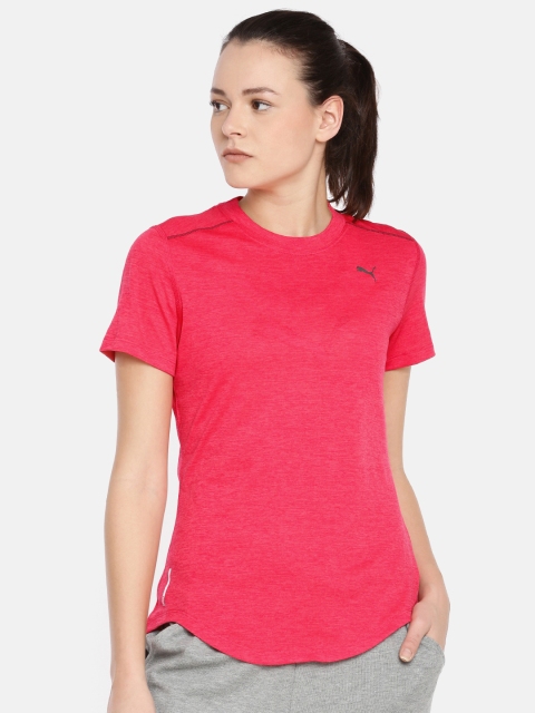 

Puma Women Pink Solid Ignite Heather SS Round Neck Training & Running T-shirt