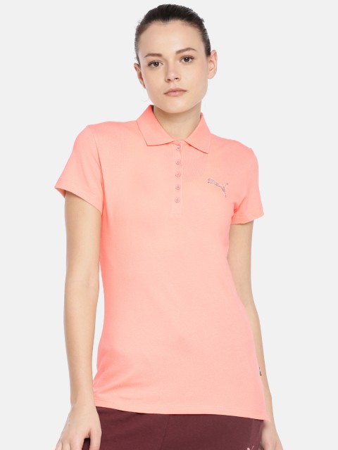 

Puma Women Peach-Coloured Solid Graphic Polo I Polo Collar T-shirt