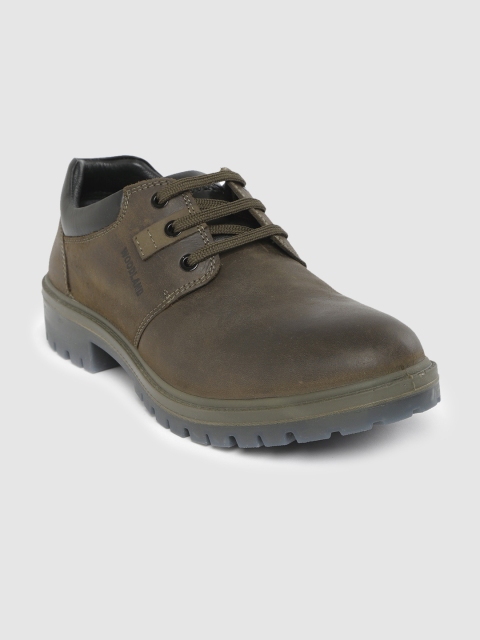 

Woodland Men Olive Green Nubuck Leather Derbys